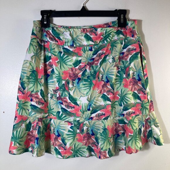 Womens Emerald 18 Floral Stretch Skort M Pink Green Polyester Spandex - Picture 2 of 8